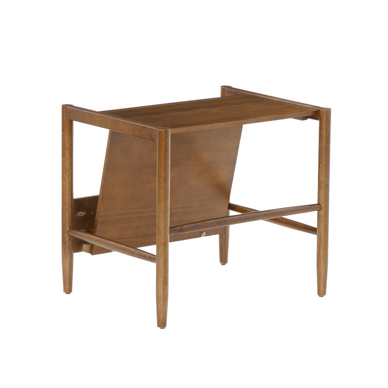 George Oliver Helsel Walnut Magazine Rack Side Table & Reviews